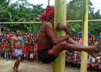 গোপালগঞ্জে তৈলাক্ত কলা গাছ বেয়ে উপরে ওঠার প্রতিযোগিতা