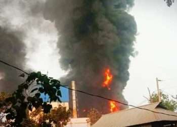 গাজীপুরে পশু খাদ্যের কারখানায় আগুন