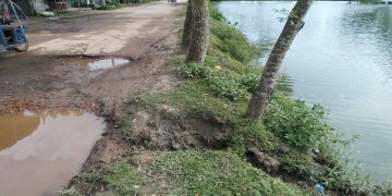 গৌরীপুরে সড়কের দু’পাশে পুকুর