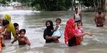 টানা বৃষ্টিতে পানির নিচে নোয়াখালী