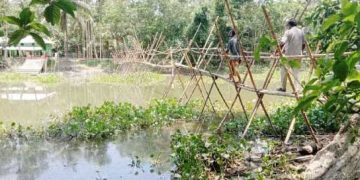 ব্রিজের অভাবে পারাপারে দুর্ভোগ