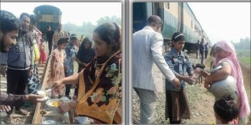 ট্রেনের ক্ষুধার্ত যাত্রীদের সহযোগিতা করে প্রশংসায় গ্রামবাসী 