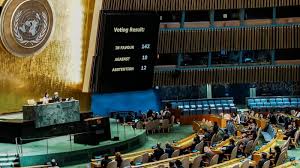 ফিলিস্তিন রাষ্ট্রের পক্ষে ১৪২ দেশের ভোট, বিপক্ষে ১০