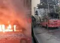 রাজধানীতে দুই বাসে আগুন