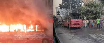 রাজধানীতে দুই বাসে আগুন