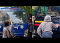 আন্দোলনে প্রিজন ভ্যানের সামনে দাঁড়িয়ে আলোচনায়