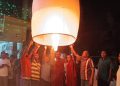 পূর্ণিমায় ফানুসে রঙিন রামুর আকাশ